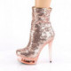 Bottine plateforme à sequins rose gold et strass talon aiguille 15 cm