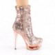 Bottine plateforme à sequins rose gold et strass talon aiguille 15 cm