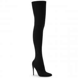 Cuissarde chaussette talon haut noire moulante en stretch pour femme petite & grande pointure du 36 au 44