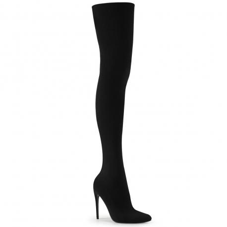 Cuissarde chaussette talon haut noire moulante en stretch pour femme petite & grande pointure