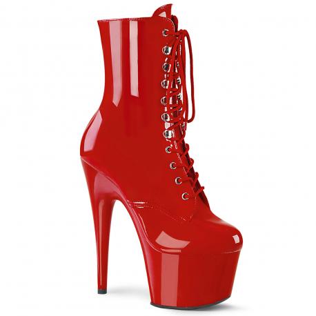 Bottines pole dance rouges vernis à lacets grande taille du 35 au 44