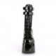 Botte gothique mi-mollet noire vernis pour femme à plateforme et gros talon Chunky