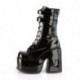 Botte gothique mi-mollet noire vernis pour femme à plateforme et gros talon Chunky