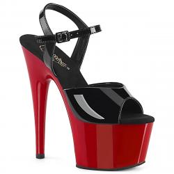 Sandale noire vernis plateforme rouge talon 18 cm | ADORE-709