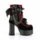 chaussure gothique romantique rouge et velours noir , résille, dentelle à haut talon
