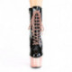 Bottine Pole Dance à lacets Pleaser noire vernis et plateforme rose gold