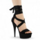 Sandale Plateforme Noire à Lacets ruban suedine noire - Talon 15 cm Élégant