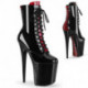Bottine pole dance noire et rouge vernis à plateforme assortie et talon 20 cm Pleaser