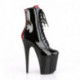 Bottine pole dance noire et rouge vernis à plateforme assortie et talon 20 cm Pleaser