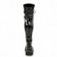Botte genouillère gothique haute noire vernis compensée 5 cm| Demonia femme