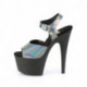 Sandale holographique effet miroir irisé à plateforme noire mate et talon 18 cm | Pleaser