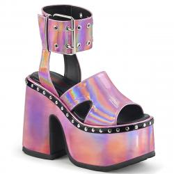 Sandale gothique Hologramme rose à gros talon Demonia femme