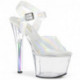 Sandale pole dance holographique transparente à plateforme plexi et talon 18 cm Pleaser