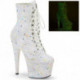 Chaussure pole exotic blanche pailletée irisée fluorescente à talon aiguille | Adore