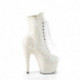 Chaussure pole exotic blanche pailletée irisée fluorescente à talon aiguille | Adore