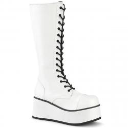 Bottes Blanches Plateforme Gothiques Demonia Cult Trash-502 Femme -