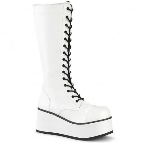 Bottes Blanches Plateforme Gothiques Demonia Cult Trash-502 Femme -
