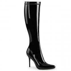 Botte sexy talon aiguille 10 cm noire vernis petite et grande taille