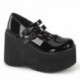 Babies gothiques compensés noirs vernis à doubles brides de Demonia Cult femme
