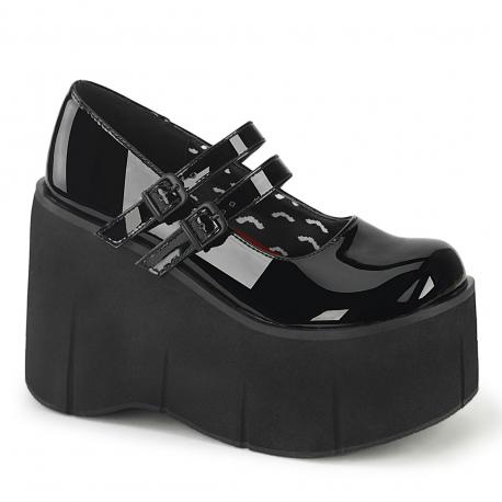 Babies gothiques compensés noirs vernis à doubles brides de Demonia Cult femme