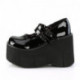 Babies gothiques compensés noirs vernis à doubles brides de Demonia Cult femme