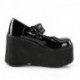 Babies gothiques compensés noirs vernis à doubles brides de Demonia Cult femme