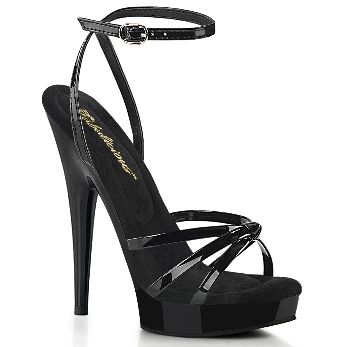 Sandale plateforme sexy noire vernis haut talon 15 cm