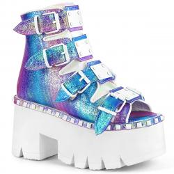 Bottine Gothiques Plateforme Peep toe Demonia Cult Ashes Iridescent