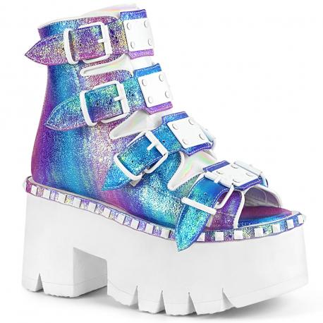 Bottine Gothiques Plateforme Peep toe Demonia Cult Ashes Iridescent