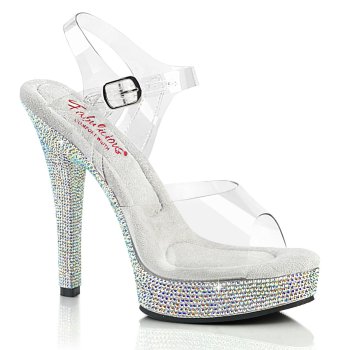 Sandale transparente strass talon 13 cm - Fabulicious | CLePied
