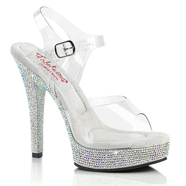 Sandale transparente strass talon 13 cm - Fabulicious | CLePied