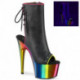 Chaussure Pole Dance ouverte noire à plateforme arc-en-ciel métallisée