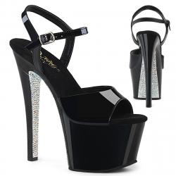 Chaussure pole exotic noire et strass à talon 18 cm Pleaser SKY309CRS/B/B-SRS