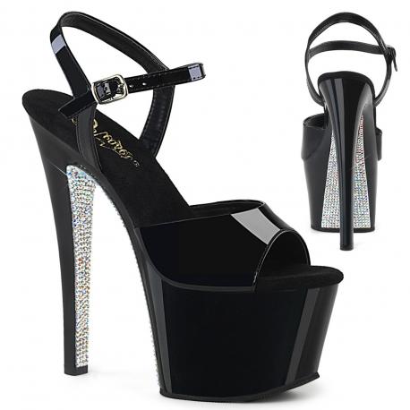 Chaussure pole exotic noire et strass à talon 18 cm Pleaser SKY309CRS/B/B-SRS