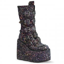 Chaussures Gothiques Demonia Cult Swing-230G Femme - Bottes Glitter Multicolore Plateforme
