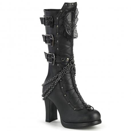 Botte gothique Demonia femme haut talon avec sangles et chaines