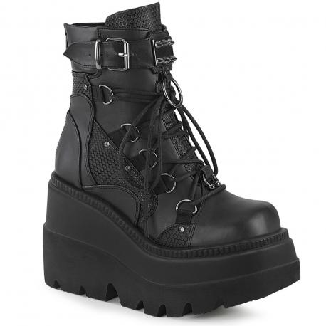 Chaussures Plateforme Gothique Demonia Cult Shaker-60 - Bottines Wedge Industrial