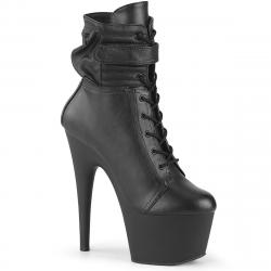 Chaussure pole dance à boucles noire mate à talon aiguille | Adore