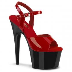 Sandale plateforme rouge verni à talon aiguille 18 cm | Pleaser Shoes