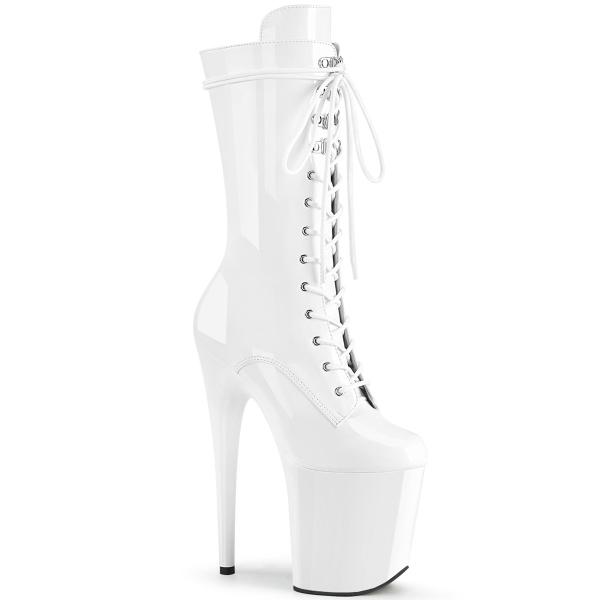 Chaussure pole dance blanche vernie talon 20cm - FLAM1050/W/M Pleaser