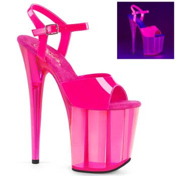 Sandale pole dance rose fuchsia fluo vernis 20cm - FLAM809UVT/NHP/M - CLePied