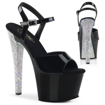 Sandale pole dance noire strass irisés talon D SKY-309 Pleaser
