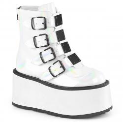 Bottines Holographiques Demonia blanches Damned-105 : Le Cyber Goth qui Claque