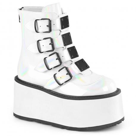 Bottines Holographiques Demonia blanches Damned-105 : Le Cyber Goth qui Claque