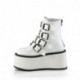 Chaussures Gothiques blanches Demonia Damned-105 - Bottines Holographiques Plateforme 4 Boucles