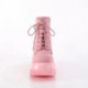 Bottine goth compensée en daim vegan rose à lacets Demonia femme