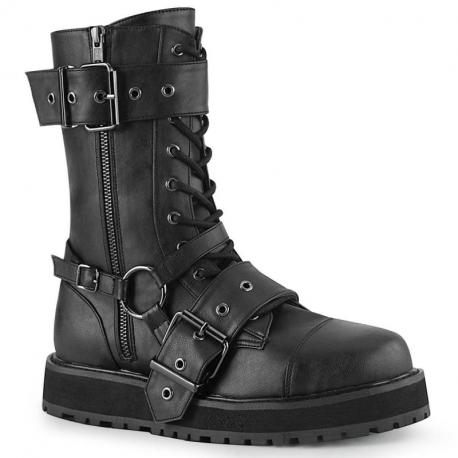 Botte Demonia gothique compensée noire à lacets pour homme