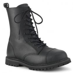 Rangers gothiques Demonia noire à lacets & bout coque métal | homme / femme