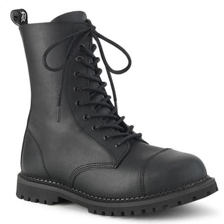 Rangers gothiques Demonia noire à lacets & bout coque métal | homme / femme