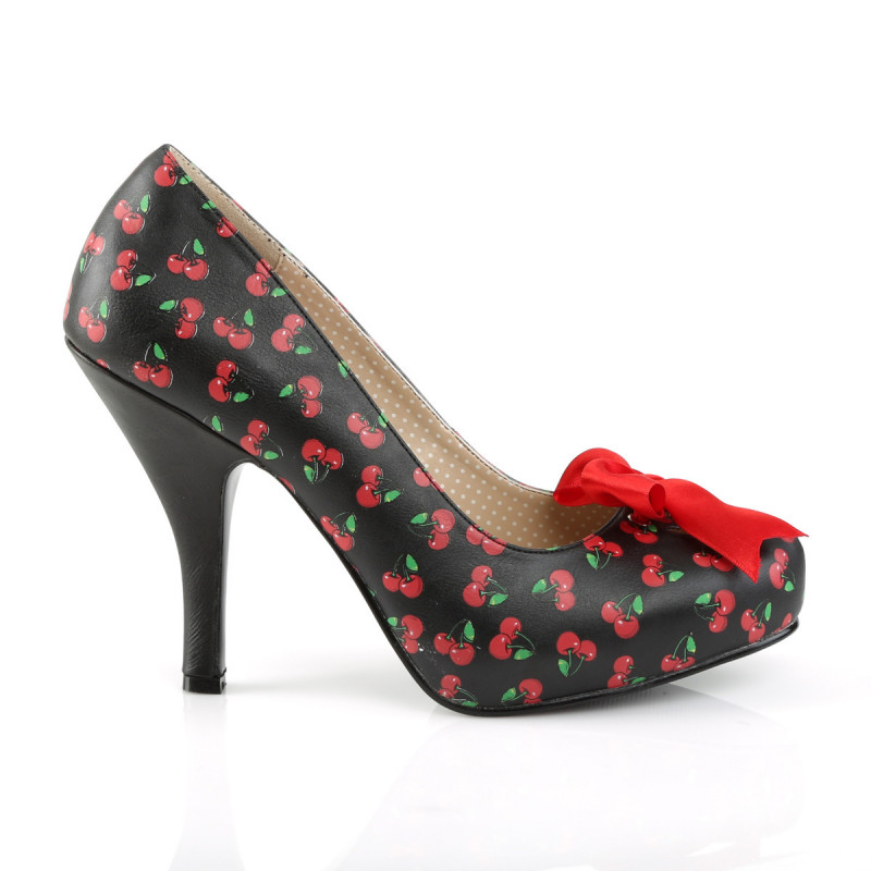 Escarpin plateforme vintage a talon avec motif cerise chaussure pas chere femme